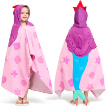 Joiedomi Mermaid Hooded H?ndkl?de til b?rn - Soft 100% Cotton Bath Beach H?ndkl?de - 30 """" X 50 """" til b?rn 3-10 ?r - Toddler Pool H?ndkl?de med