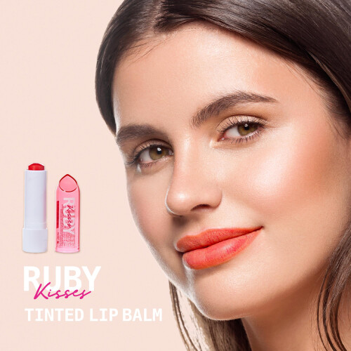 Ruby Kisses Bálsamo Labial Tinte Hidratante, Fórmula Leve, Coco e Vitamina E, Brilho Natural 2