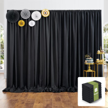 Perdele de fundal negru de 40x10ft pentru petrecerea 8 panouri 5x10ft groase din poliester fundal draperii ridurilor rezistente la riduri draperi