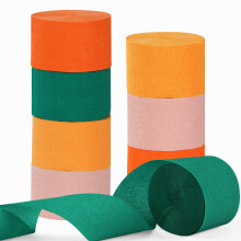 Pink Orange Green Party -Dekorationer Streamers - 8 Rolls Little Cutie Baby Shower Crepe Tissue Paper Streamer Spring Summer Fall Autumn Garland