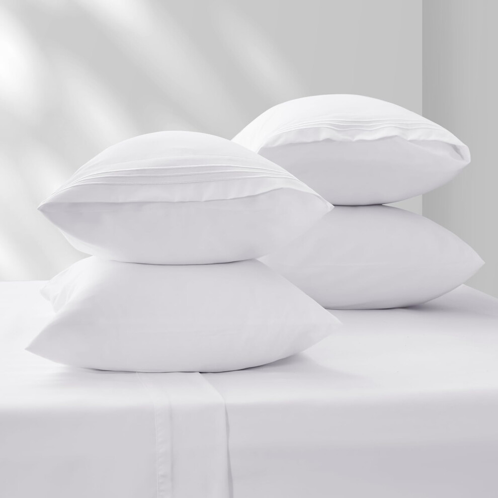 Lot de 4 taies d'oreiller CozyLux Queen, s   rie 1800, en microfibre bross   e double, brod   es, 50 x 76 cm