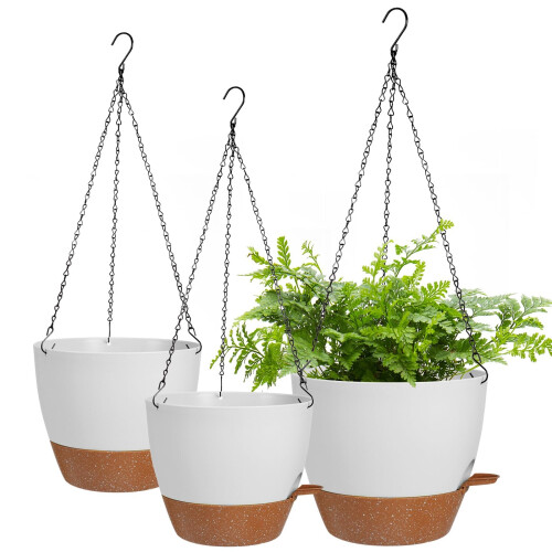 Lucieblessdesign 10/9/8 Polegadas Cachepot Suspenso para Plantas, 3 Pack Autoirrigável