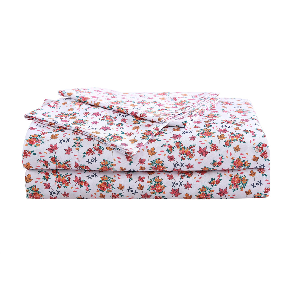 Betsey Johnson - Parure de lit Queen Size, douce et l   g   re, r   sistante     la d   coloration et aux plis (Feuille d'automne rose Queen)