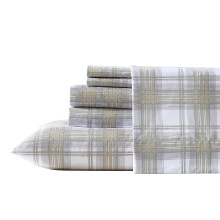 Wrangler - King lakenset zijdezacht en lichtgewicht beddengoedset, casual woondecoratie (Dayton Valley Plaid Beige King)