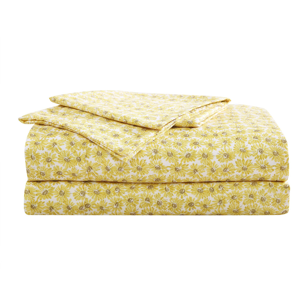 Betsey Johnson - Parure de lit king size, douce et l   g   re, r   sistante     la d   coloration et aux plis (jaune tournesol)