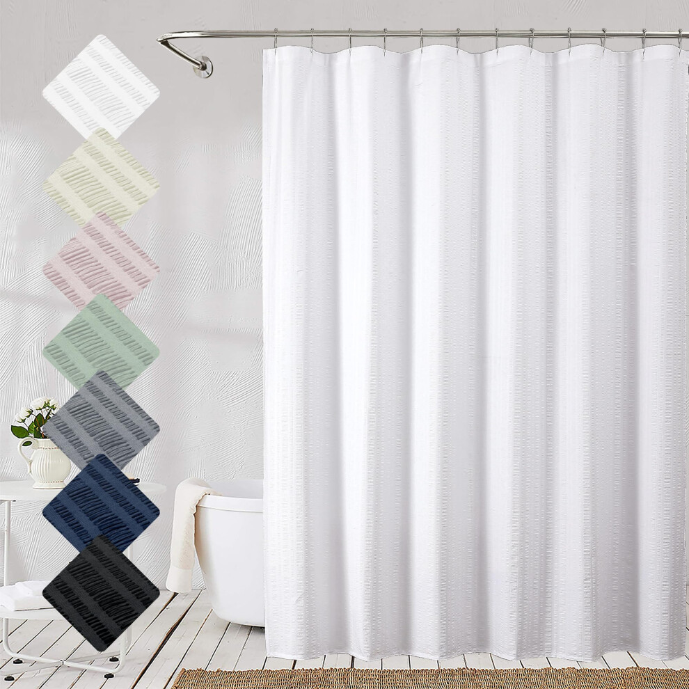 Rideau de douche extra long Aiyufeng Moga blanc 72 x 84 cm, tissu textur    gaufr    3D pour salle de bain, hydrofuge, lavable en machine, blanc