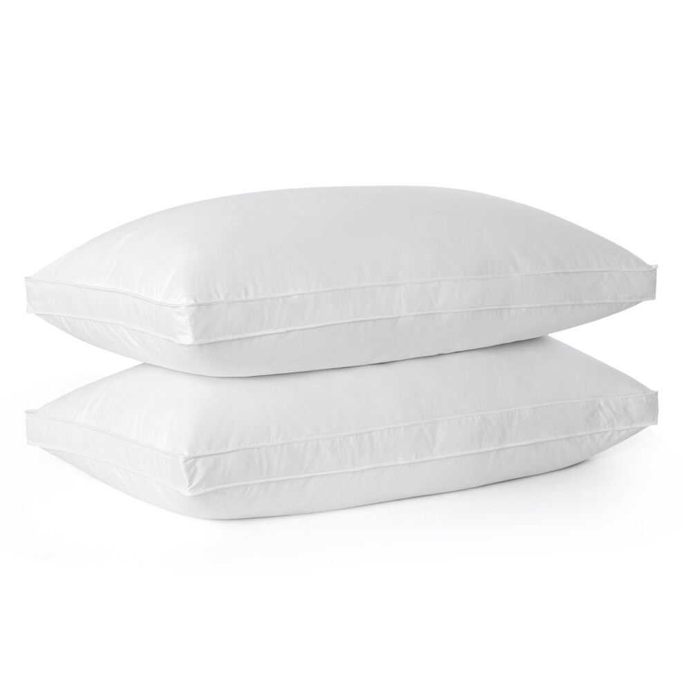 Bafode Goose Feathers And Down Pillows Pillows Queen Size Set Of 2 Organic Cotton Cover Gusseted Hotel Collection Bed Pillow For Back Stomach Or