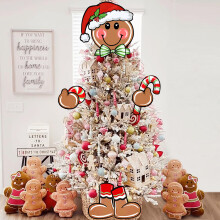 Auirre Gingerbread Man Christmas Tree Topper Head Arms and Legs  Xmas Peppermint Candy Santa Hat Decorative Tree Ornaments Decor  Holiday Indoor Home