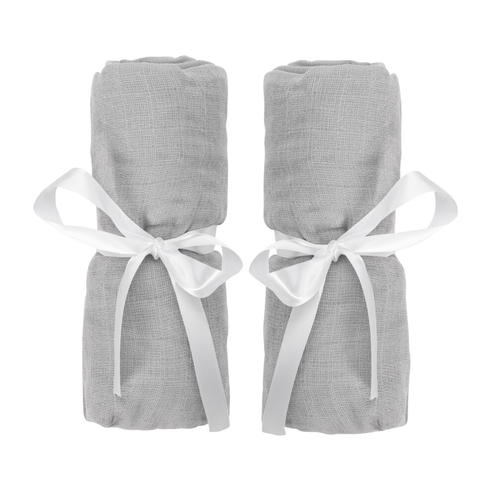 Draps-housses Newton Baby pour berceau et lit de chevet (lot de 2) - 100 % mousseline de coton, respirant, lavable et ultra-doux, 48 x 89 cm, gri