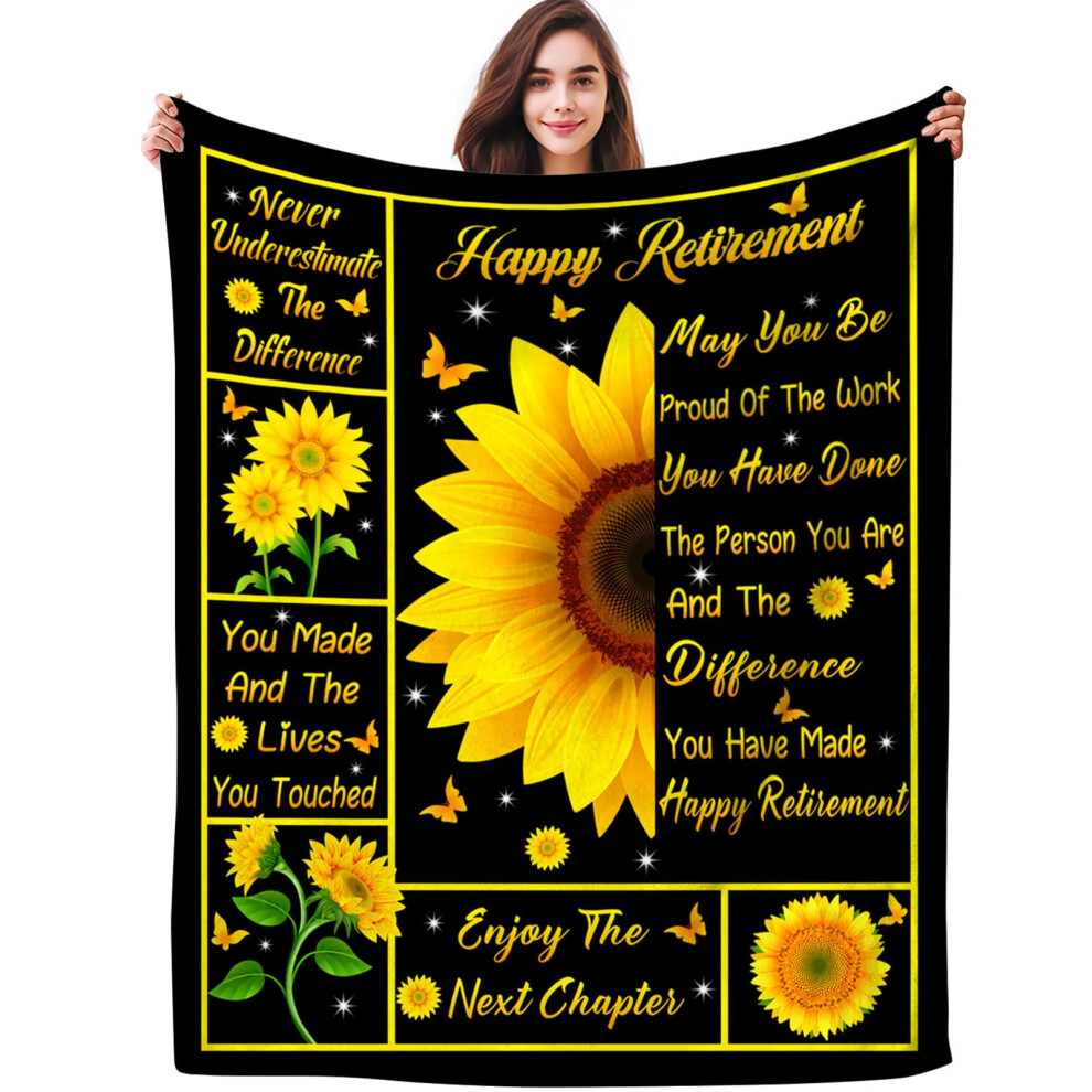 MIBDDK Cadeaux de retraite pour femmes Couverture de retraite Cadeau de retraite pour femme Couvertures de tournesol Meilleurs cadeaux de retraite pou