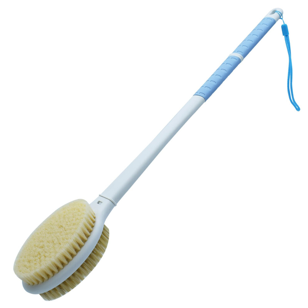 Tegool Shower Brush With Soft And Stiff Bristles 20.5 Extended Long Handle Back Scrubber Dualside Bath Brush Body Exfoliator For Wet Or Dry Brushing (Super