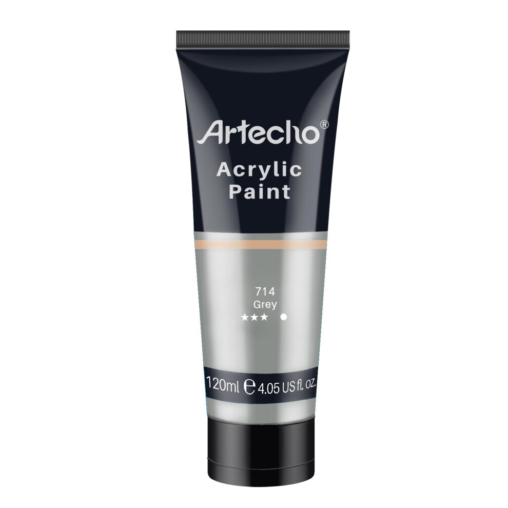 Artecho Vernice Acrilica Per Arte, Grigio, 120 Ml, Per Legno, Tessuto, Artigianato, Tela, Pelle E Pietra, Colori Acrilici Per Dipingere Adatto Per Principianti E Pittori Professionisti-image