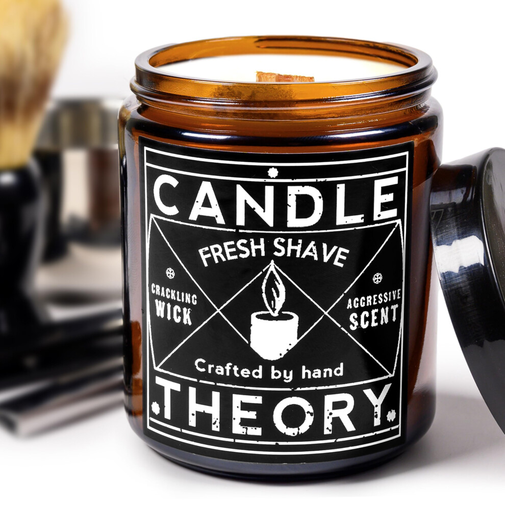 Bougie parfumée Fresh Shave pour homme de Candle Theory, 224 g, bougie crépitante pour homme, bougie pour chambre à coucher, bougie parfumée pour