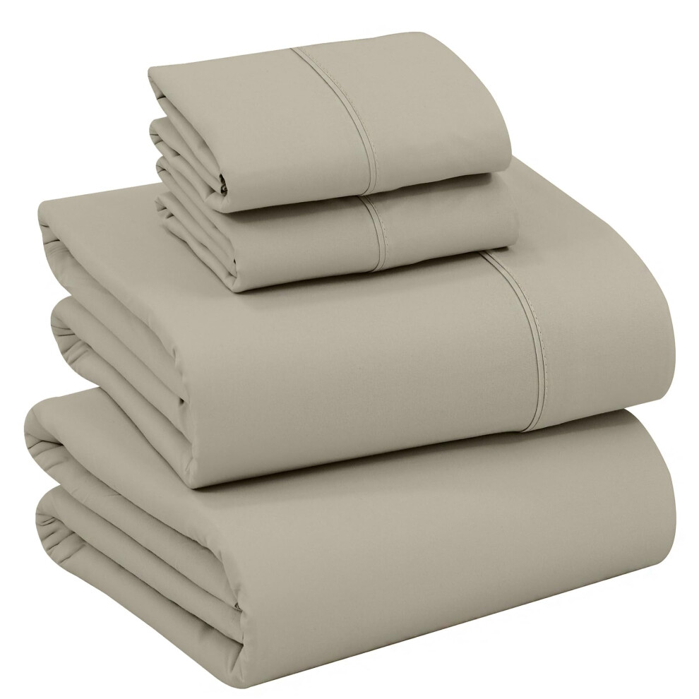 Draps RUVANTI 100 % coton - Draps en percale croustillants et rafra   chissants pour lit double Ensemble de draps complet respirant et durable Drap
