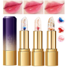 DENESTUP 3er-Pack Blumengelee-Lippenstift-Set, Feuchtigkeitscreme mit Temperaturwechsel, lang anhaltender, n   hrender Balsam, magischer Farbwechse