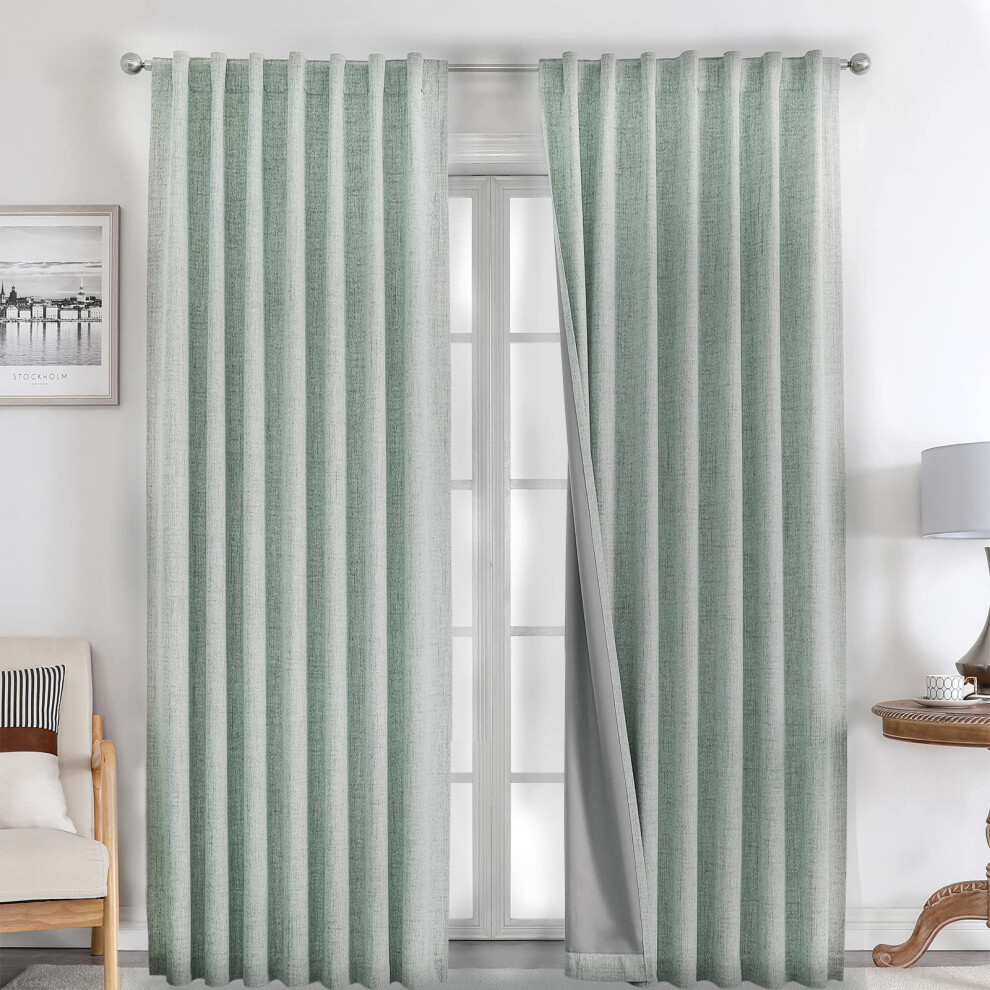 Joydeco Rideaux 100 % occultants 274 cm de long 2 panneaux Burg Natural Rideaux occultants en lin pour chambre     coucher Salon Rideau occultant I