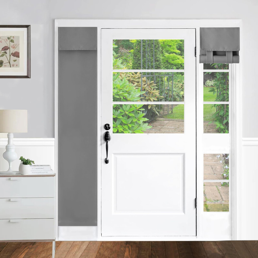 Rideaux De Porte-Fen Tre 100 % Occultants Ysyy, Infroissables, Occultants Et Isolants. Installation Facile Sans Per Age. (Gris Clair, 1 Panneau,-image