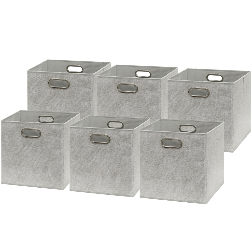 Simple Houseware 6 Pack Printing Fabric Cube Storage Bin with Handle  Gray-image-OPC-PFZ6JX8-NEW