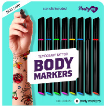 Temporary Tattoos Body Markers - Henna Tattoo Kit for Girls & Adults - Skin Pens for Teen Girl Gifts Trendy Stuff - 12 + Year Old - Cool Birthday Gift