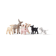 Schleich Farm World 6Piece Baby Farm Animal Toy Gift Set Including Donkey Foal Lamb Calf Dalmatian Puppy and Goat Kid