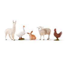 Schleich Farm World 5Piece Farm Animal Toy Set Including Cute Llama Rabbit Sheep Hen and Goose Animal Toys for Toddlers & Kids Ages 3+