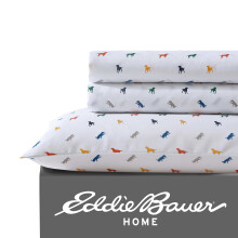 Eddie Bauer Kids - Volledige lakens, vlekbestendig kinderbeddengoed, ideaal voor peuters (Buddy The Dog, wit, volledig)