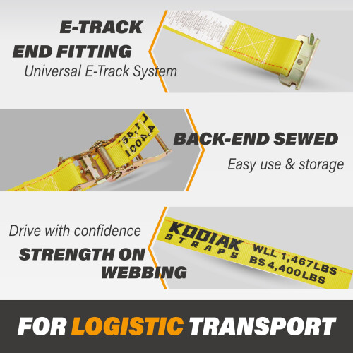 2 Pack E-Track Ratchet Straps 2 """" X 20 'X 4 400 lbs styrke til lastbind 2