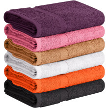 Towel and Linen Mart 100% katoen, 6-pack badhanddoekenset, sneldrogend, superabsorberend, lichtgewicht, zacht (27 x 54, pakket van 6) (27 x 54, 6-pac
