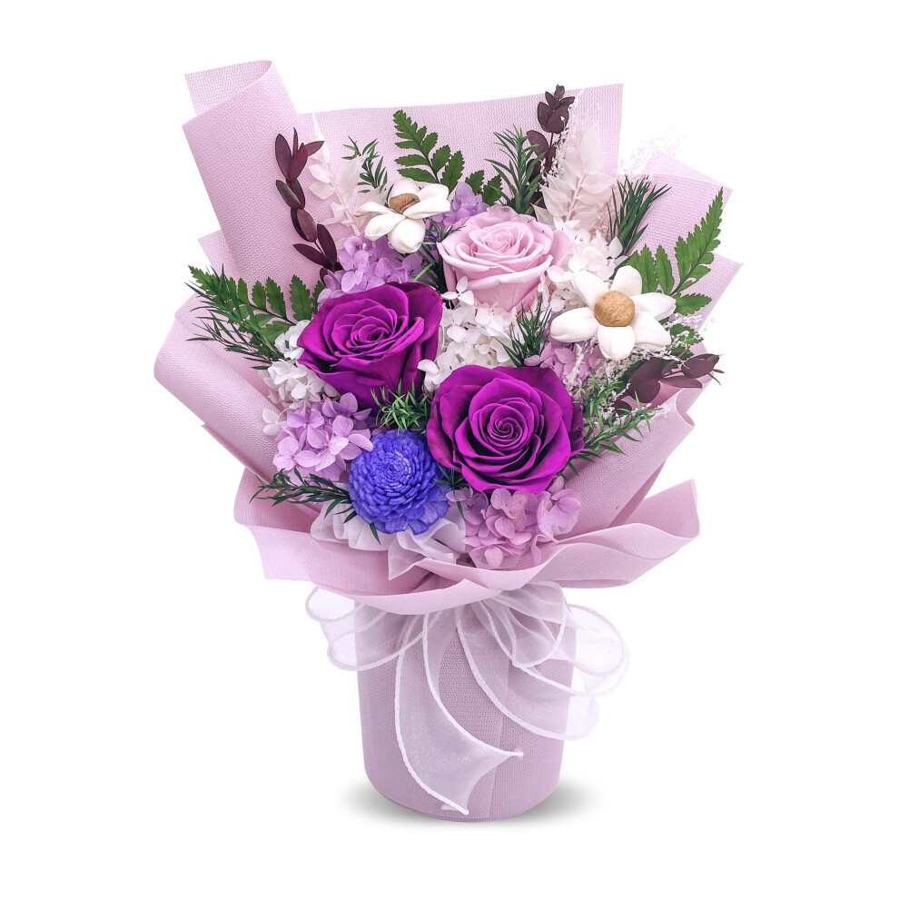 QOEAZY Preserved Flowers Bouquet with Gift Box  Purple Flowers for Delivery Prime  Birthday Flowers for Women Mom Grandma  Flowers Gifts for Valentine-image-OPC-PG2ZXTS-NEW