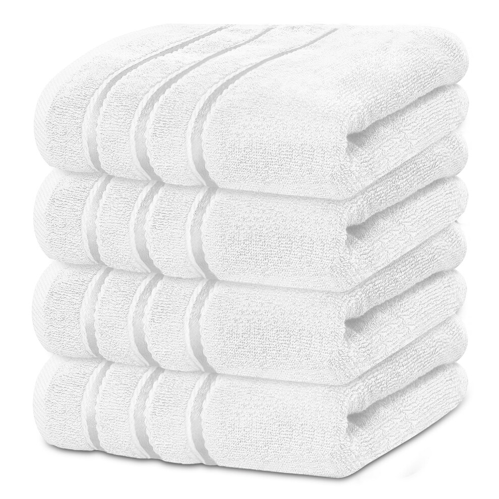 YRALY Lot de 4 serviettes de toilette de luxe (40 x 71 cm) en coton filé à l'anneau 600 g/m², douces et absorbantes, pour salle de bain, salle de