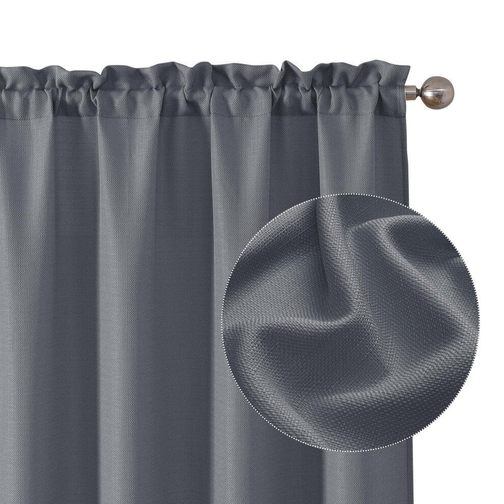 Cortinas Chyhomenyc Gris Oscuro De 243 Cm De Largo, 2 Paneles, De Lino Sint Tico Texturizado, Semitransparentes, Transpirables, Filtran La Luz, S-image
