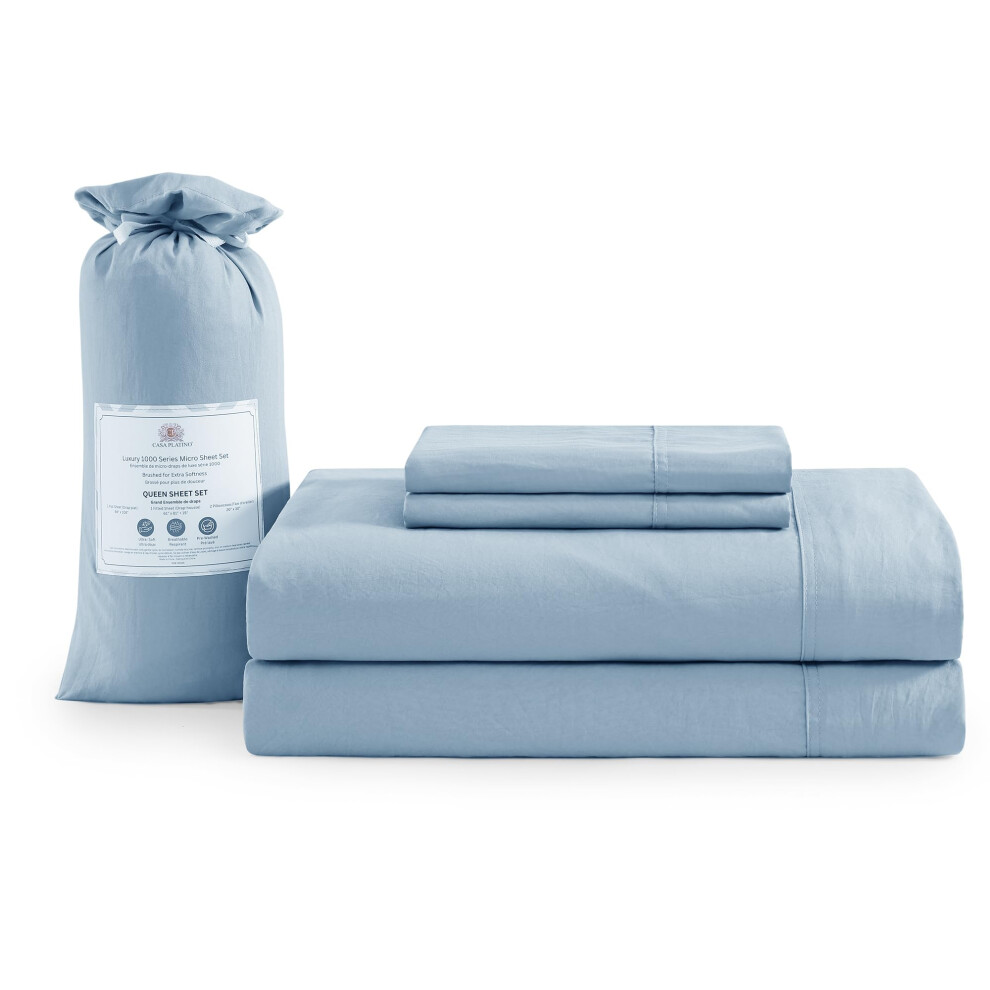 Casa Platino King Size Sheets Ultra Soft King Size Sheet Set Hydro-Brushed King Size Sheet Pre-Washed Microfiber King Bed Sheet Set Cozy King Size