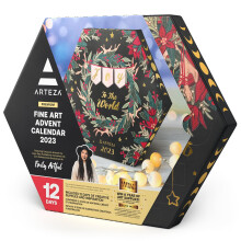 Arteza Adventskalender 2023, Fine Art, 12 Tage, K nstlerbedarf, Weihnachtsgeschenk f r Erwachsene, inklusive Acryl-, Gouache- und Aquarellmalerei