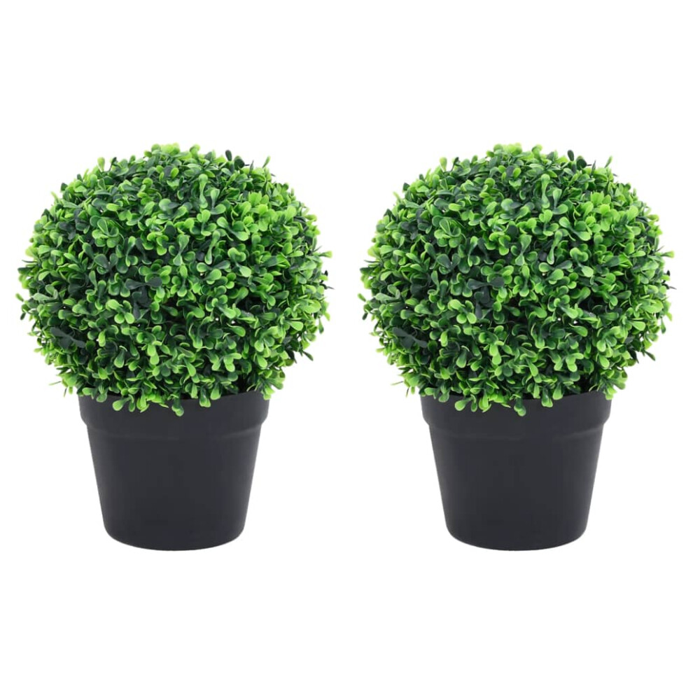 Vidaxl Artificial Boxwood Plants 2 Pcs With Pots Ball Shaped Green 27 Cm