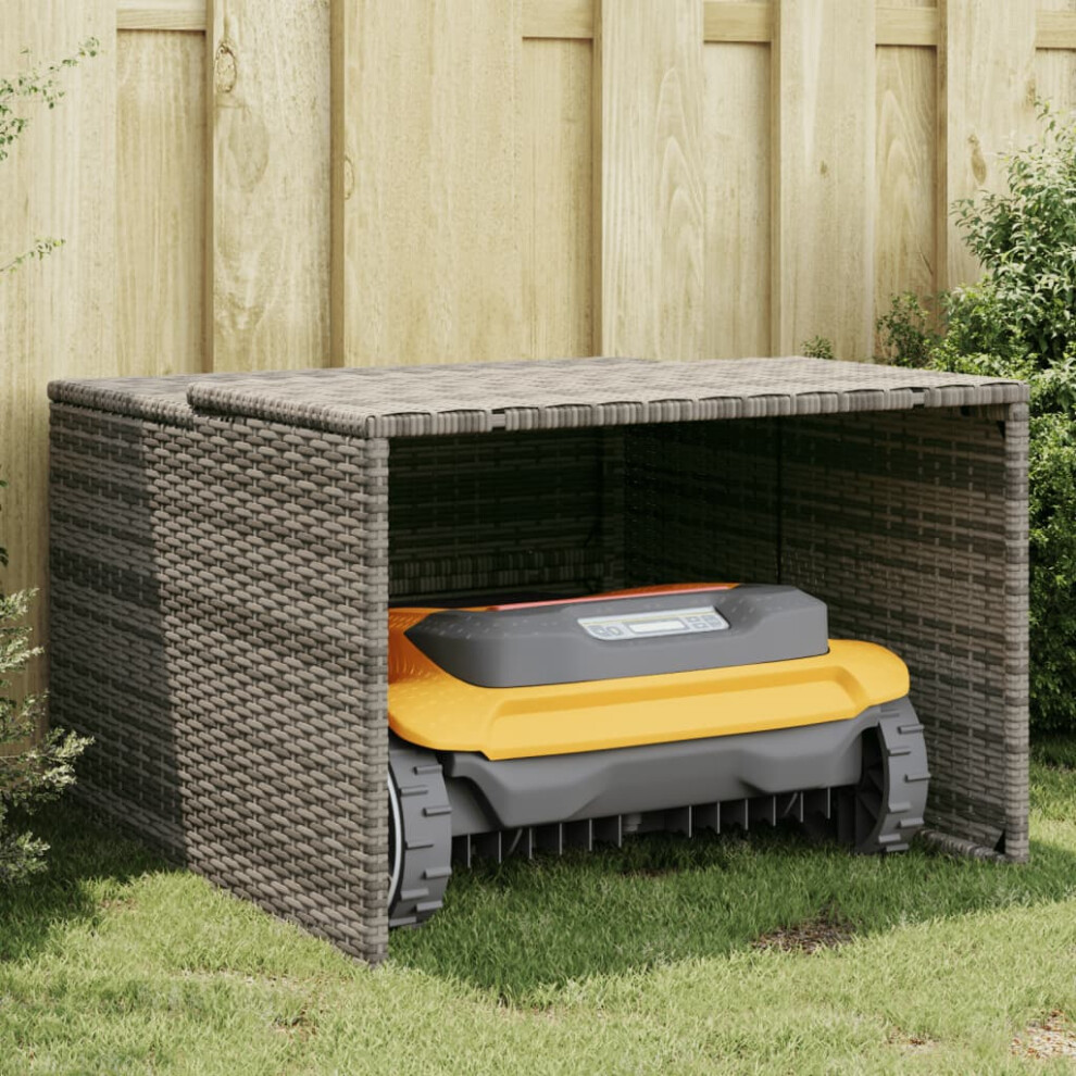 Vidaxl Robot Mower Garage 86X90x52/57 Cm Poly Rattan Grey