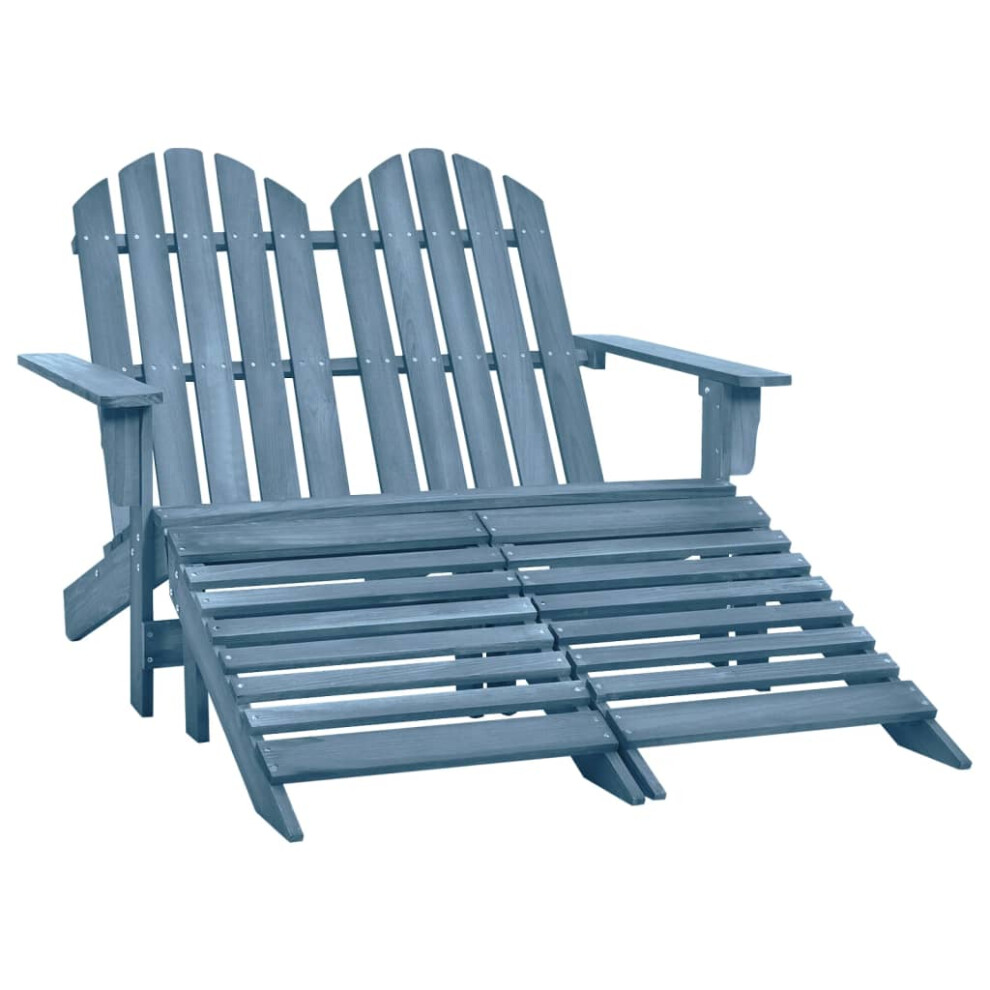 Vidaxl 2-Seater Garden Adirondack Chair&Ottoman Fir Wood Blue