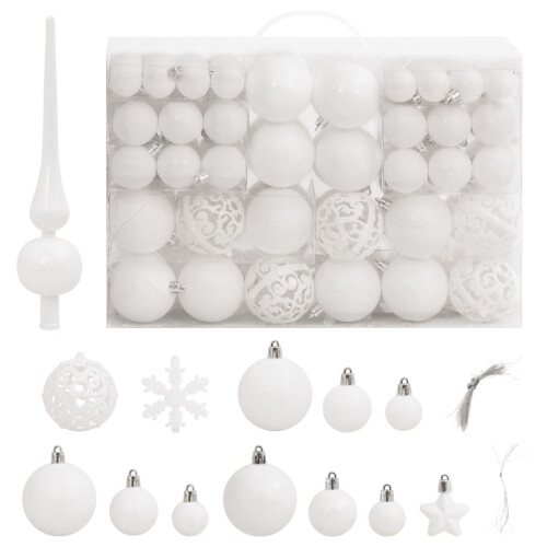VidaXL vidaXL 111 Piece Christmas Bauble Set White Polystyrene