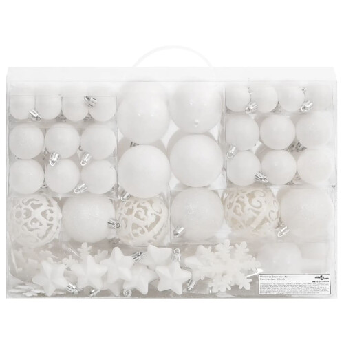VidaXL vidaXL 111 Piece Christmas Bauble Set White Polystyrene 2