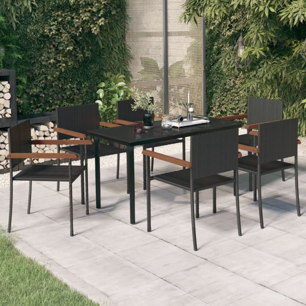 vidaXL 7 Piece Garden Dining Set Black-image-OPC-PGHRVTB-NEW