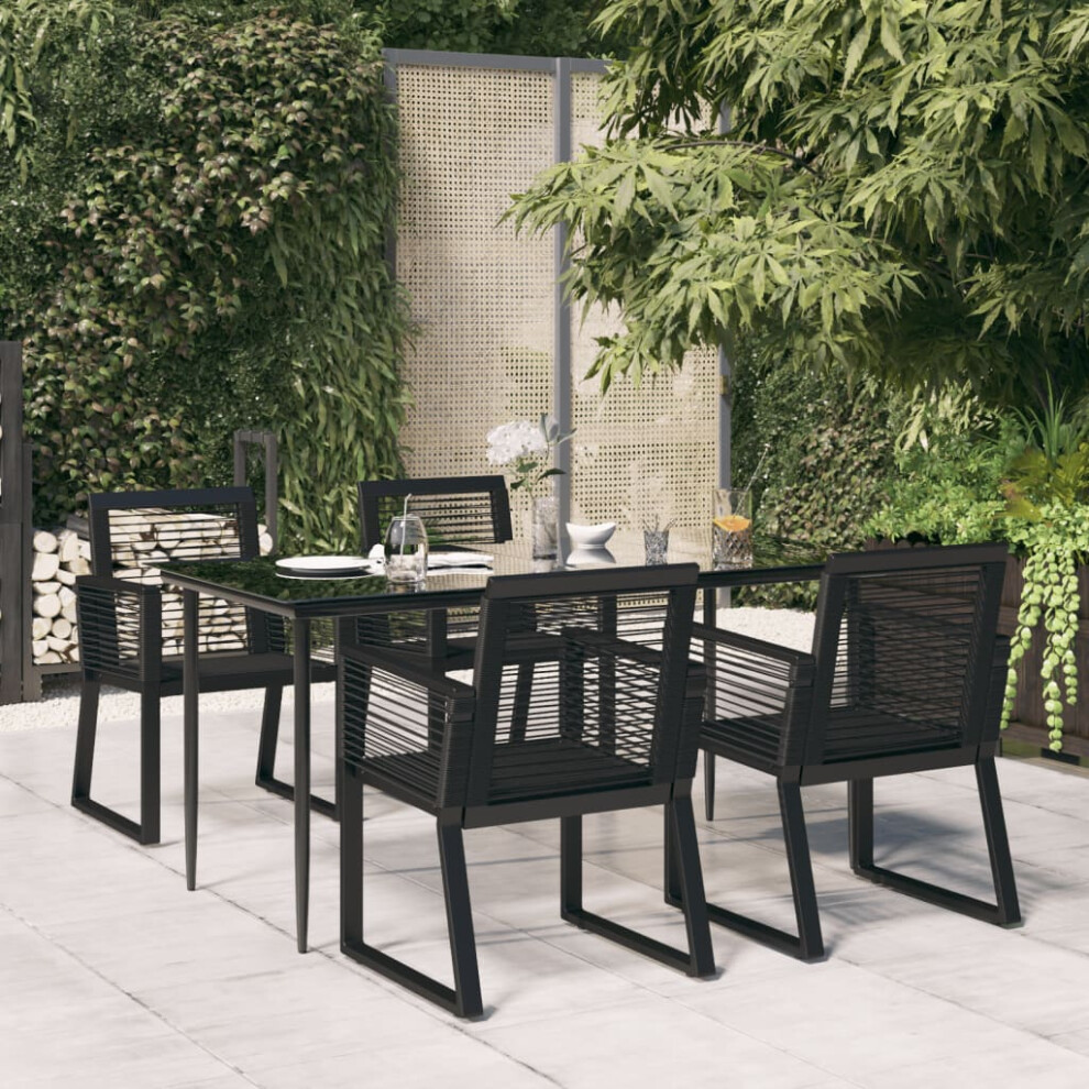 Vidaxl 5 Piece Garden Dining Set Black Pvc Rattan
