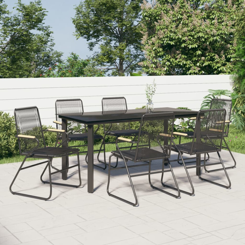 Vidaxl Black 7 Piece Garden Dining Set Pvc Rattan