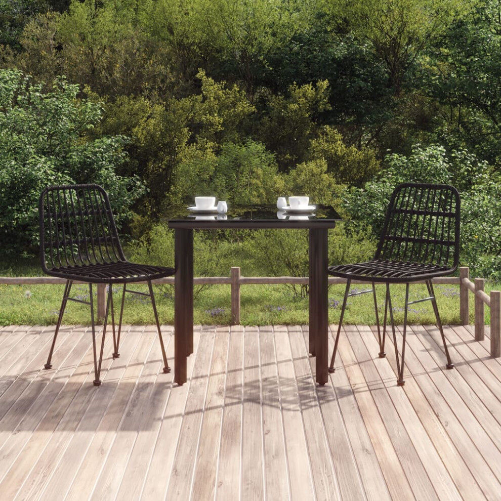 Vidaxl 3 Piece Garden Dining Set Black Poly Rattan