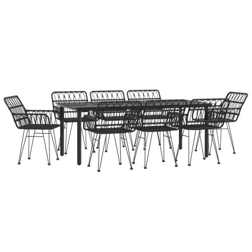 VidaXL vidaXL 9-tlg. Garten-Essgruppe Schwarz Poly Rattan 2