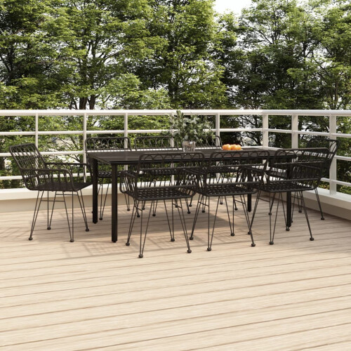 VidaXL vidaXL 9-tlg. Garten-Essgruppe Schwarz Poly Rattan