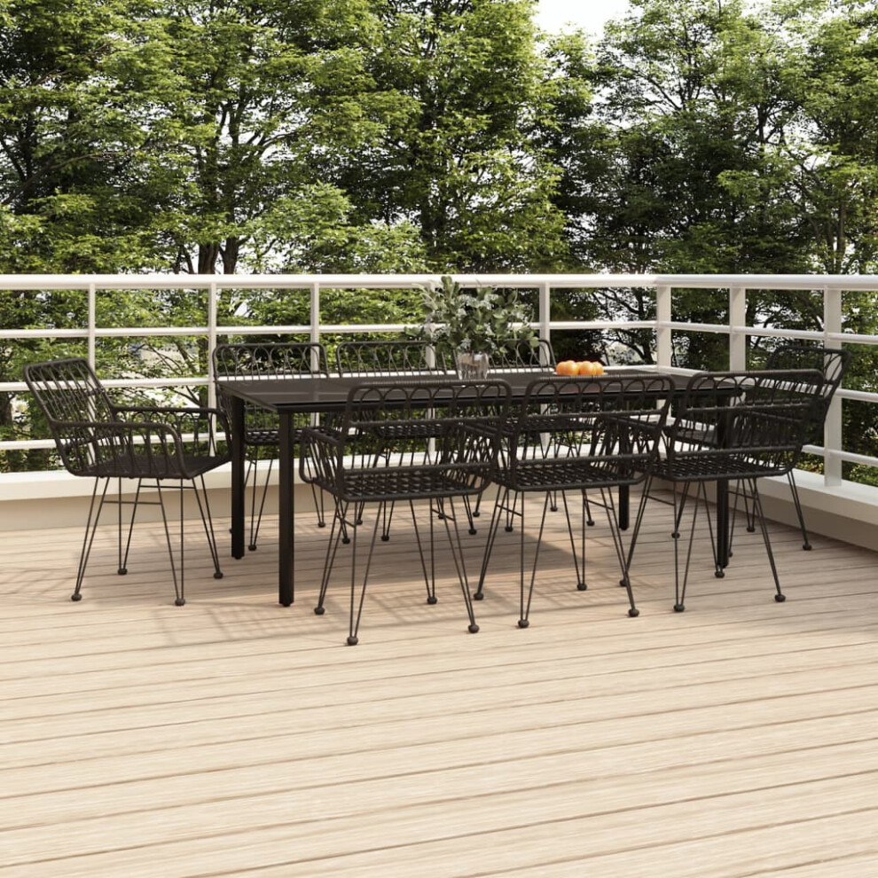 Vidaxl 9 Piece Garden Dining Set Black Poly Rattan