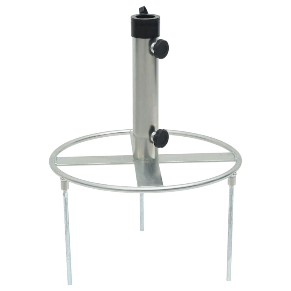 Vidaxl Parasol Base With Ground Spikes For ?38/48 Mm Silver Steel