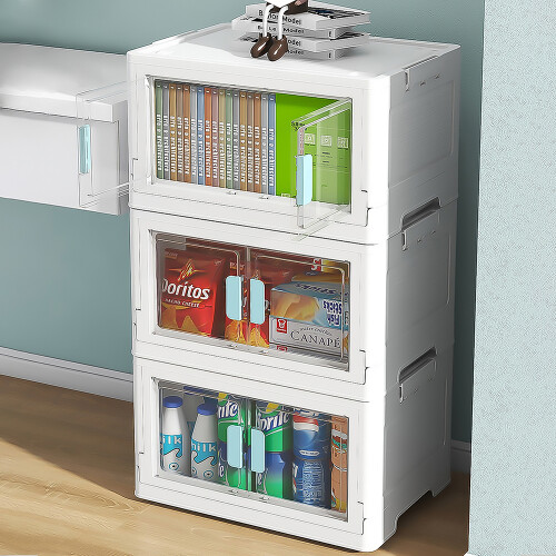 Living And Home Set of 3 PP Collapsible Stackable Storage Boxes