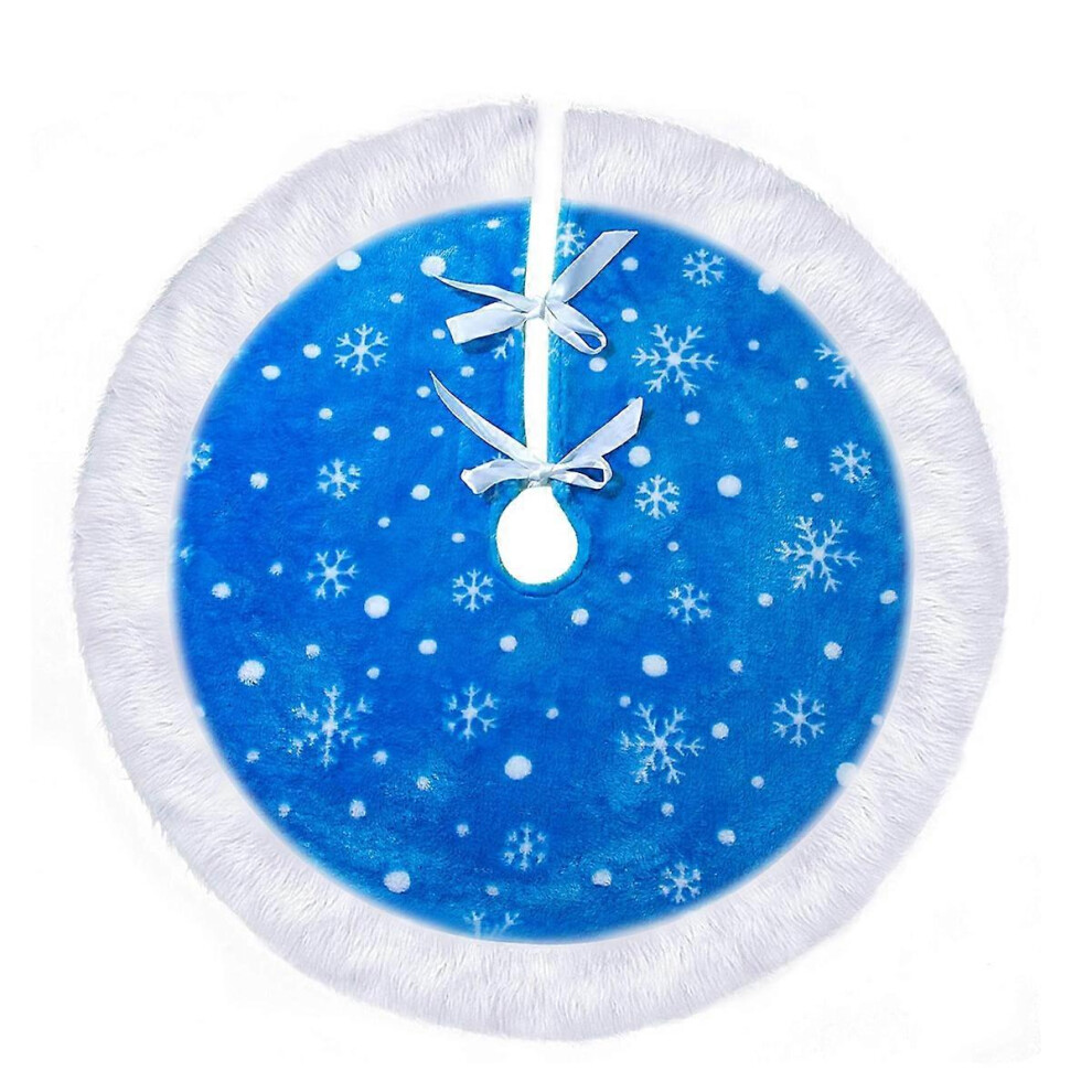 (As show, One size) 122cm Christmas Decoration Tree Skirt Blue Christmas Tree Skirt Plush Tree Skirt-image-OPC-PGHRW8P-NEW