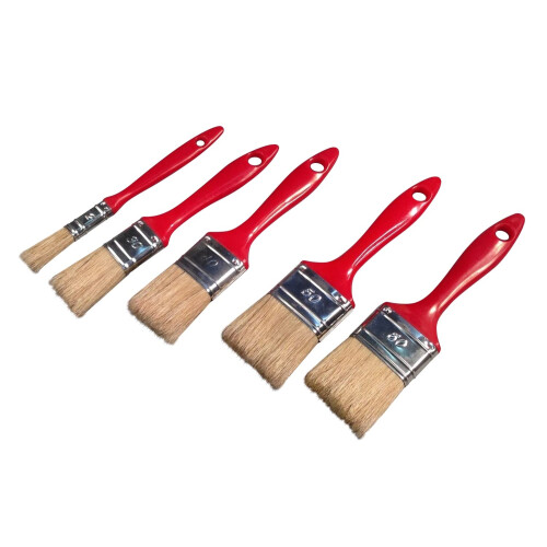 SAVY 5 x Flat Brushes for All Types of Paints  Red
