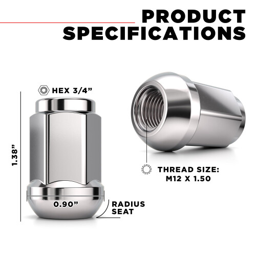 White-Knight-Press White Knight 1907HR M12X1.50 Radius Zitting Moer, 4 Pack 1